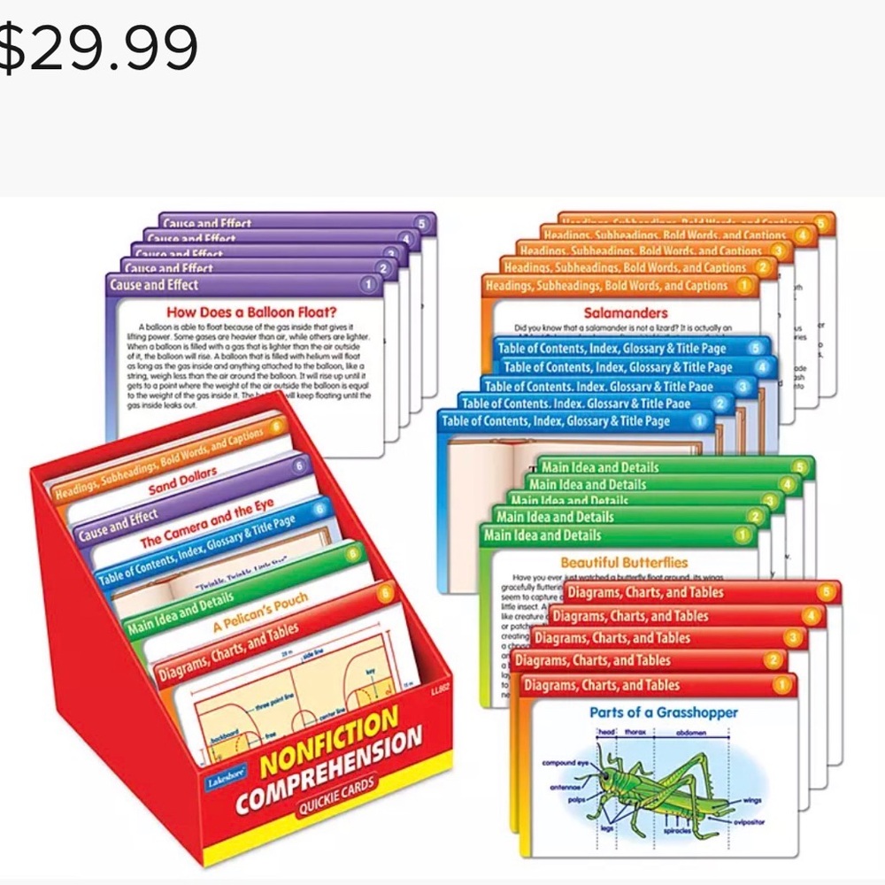 LAKESHORE Nonfiction Comprehension Quick Cards - Educational Reading Set